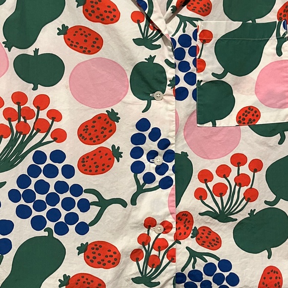 Marimekko x Uniqlo Fruit Dot Button-Up Size S — Blue Pink Green Red - Picture 2 of 6